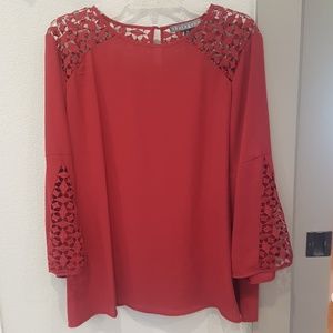 Burgundy flared sleeve blouse
